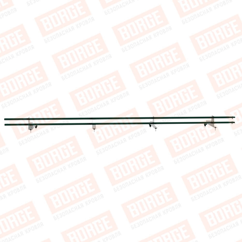 Снегозадержатель трубчатый Русский Рубеж 3м, 4 опоры, для МЧ с выс. ступенькой, зеленый мох (RAL 6005), 400мм