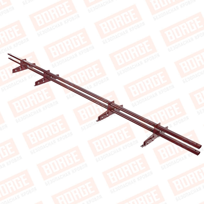 Снегозадержатель трубчатый Русский Рубеж 25х45мм, 3м, 4 опоры, для фальц. кровли, красное вино (RAL 3005)