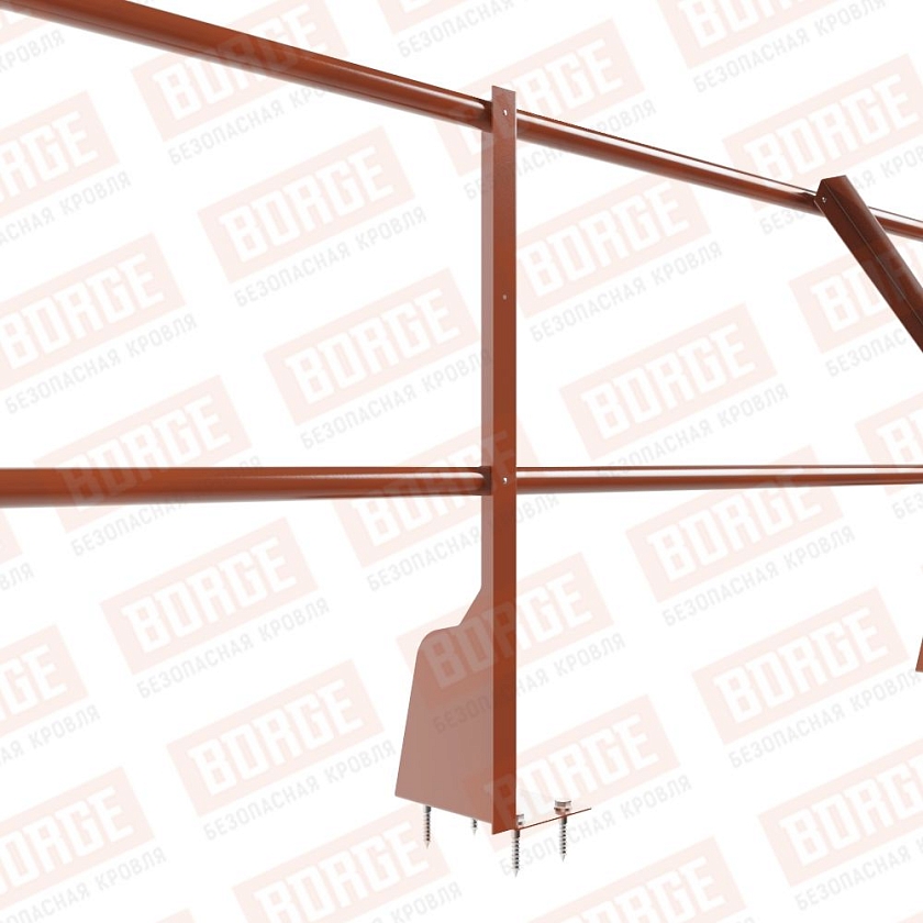 Ограждение плоских кровель NewLine Н-60, 3м, верхнее крепление, терракотовый (RAL 8004)