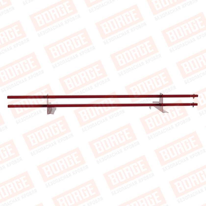Снегозадержатель трубчатый BORGE 1,5м, 2 опоры, для черепичной кровли, рубиново-красный (RAL 3003)