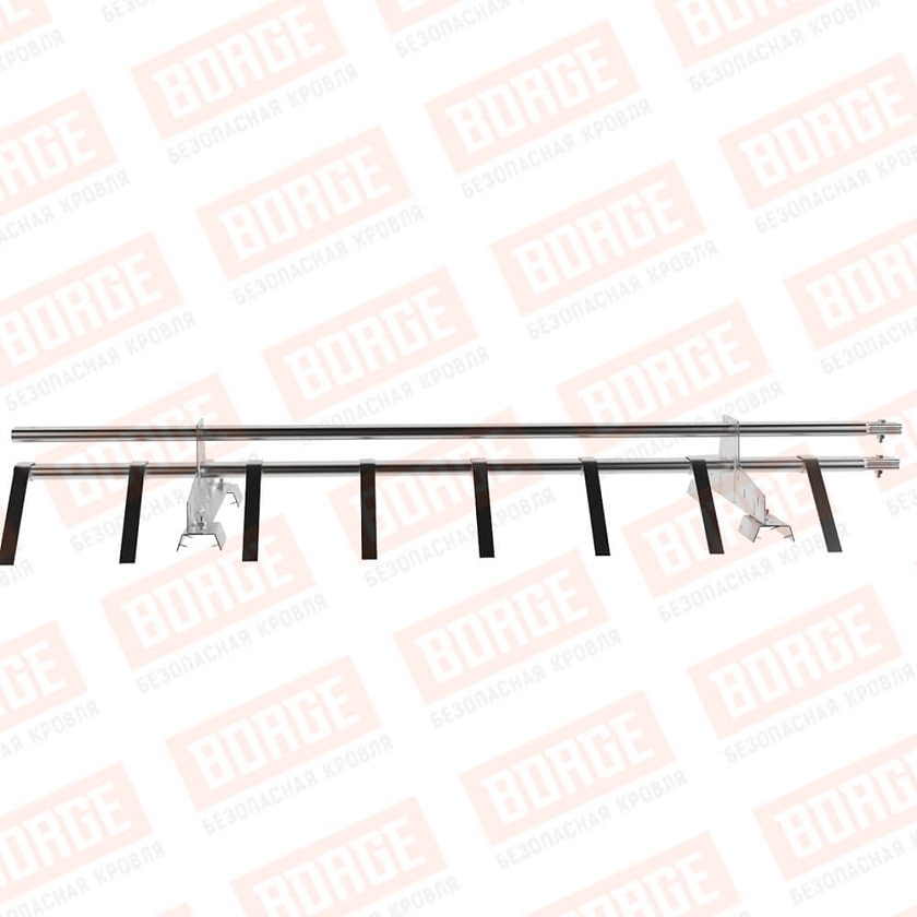 Снегозадержатель трубчатый BORGE 1,5м, 2 опоры, для профнастила Н-60, Н-75, цинк