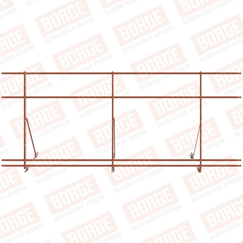 Ограждение декоративное NewLine H-120см, 3м, для фальц. кров., терракотовый (RAL 8004), с двумя доп. трубами