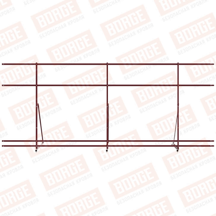 Ограждение декоративное NewLine H-120см, 3м, красное вино (RAL 3005), с двумя доп. трубами