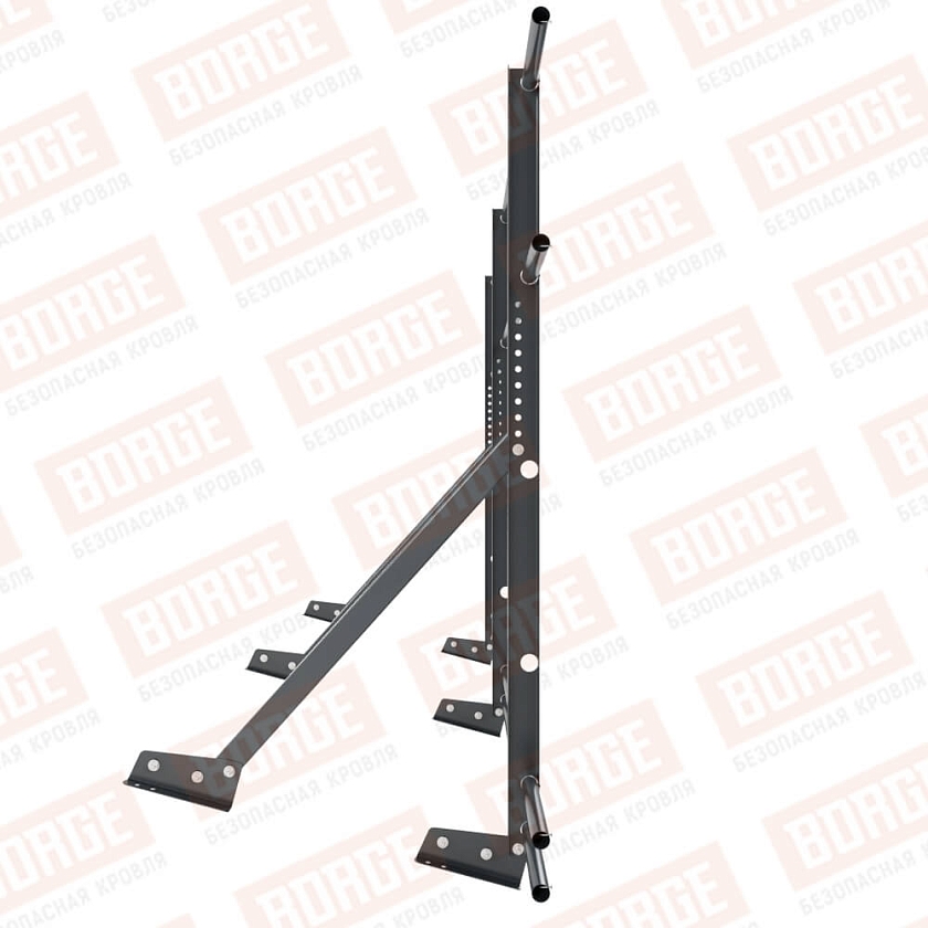 Ограждение кровельное Русский Рубеж H-120см, 3м, для фальцевой кровли, антрацитово-серый (RAL 7016), с двумя доп. трубами