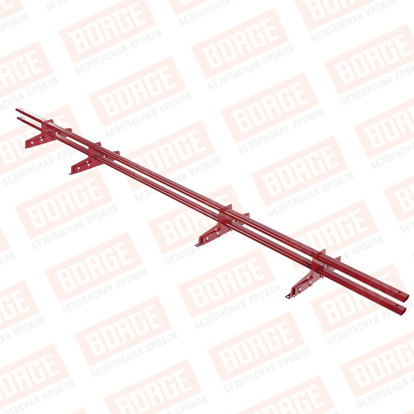 Снегозадержатель трубчатый Русский Рубеж 25х45мм, 3м, 4 опоры, для фальц. кровли, рубиново-красный (RAL 3003)