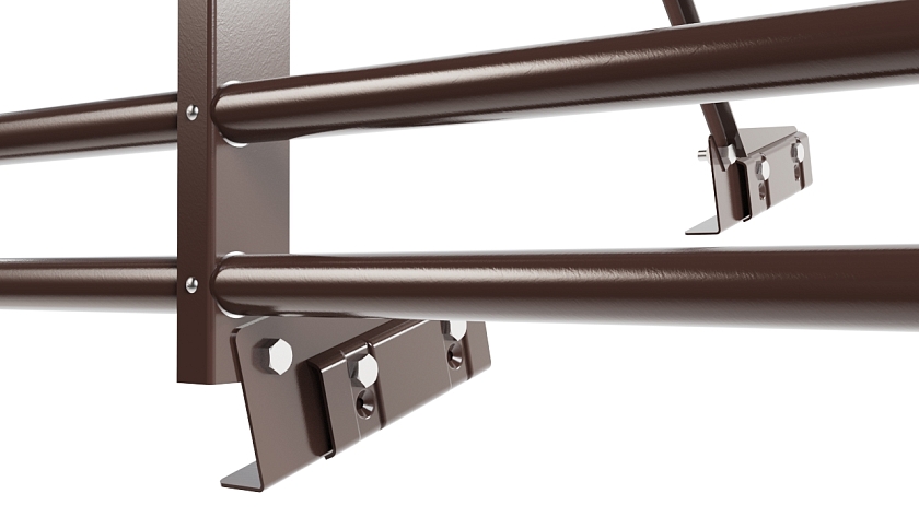 Ограждение кровельное NewLine H-120см, 3м, для фальц. кров., коричневый шоколад (RAL 8017), с двумя доп. трубами