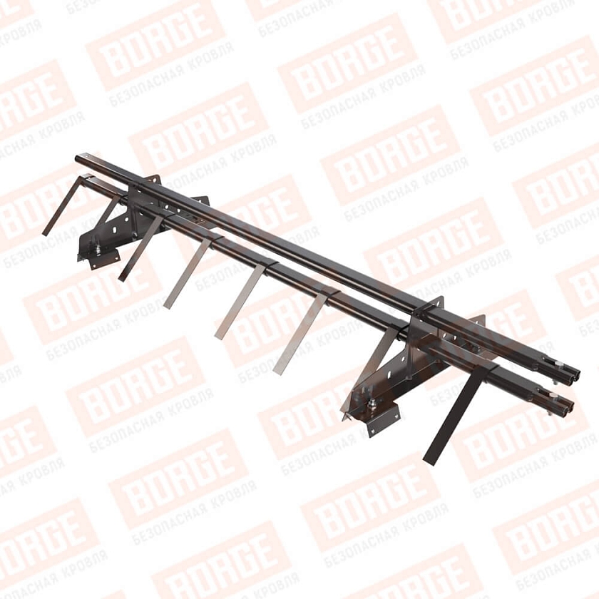 Снегозадержатель трубчатый BORGE 1,5м, 2 опоры, для профнастила Н-60, Н-75, серо-коричневый (RR 32)