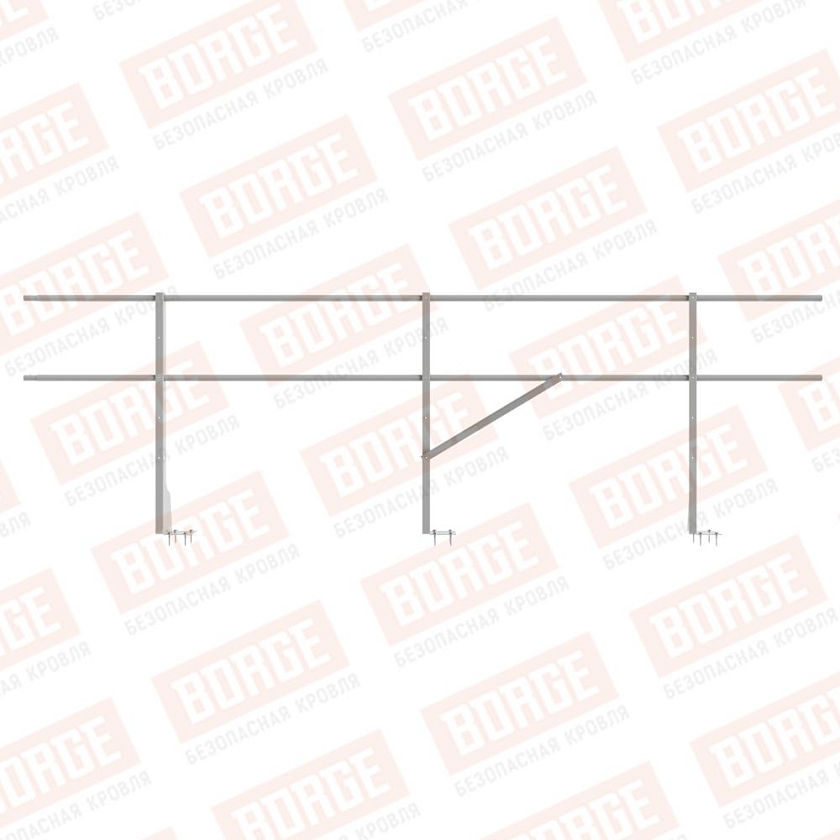 Ограждение плоских кровель Русский Рубеж Н-90, 3м, верхнее крепление, бело-алюминиевый (RAL 9006)