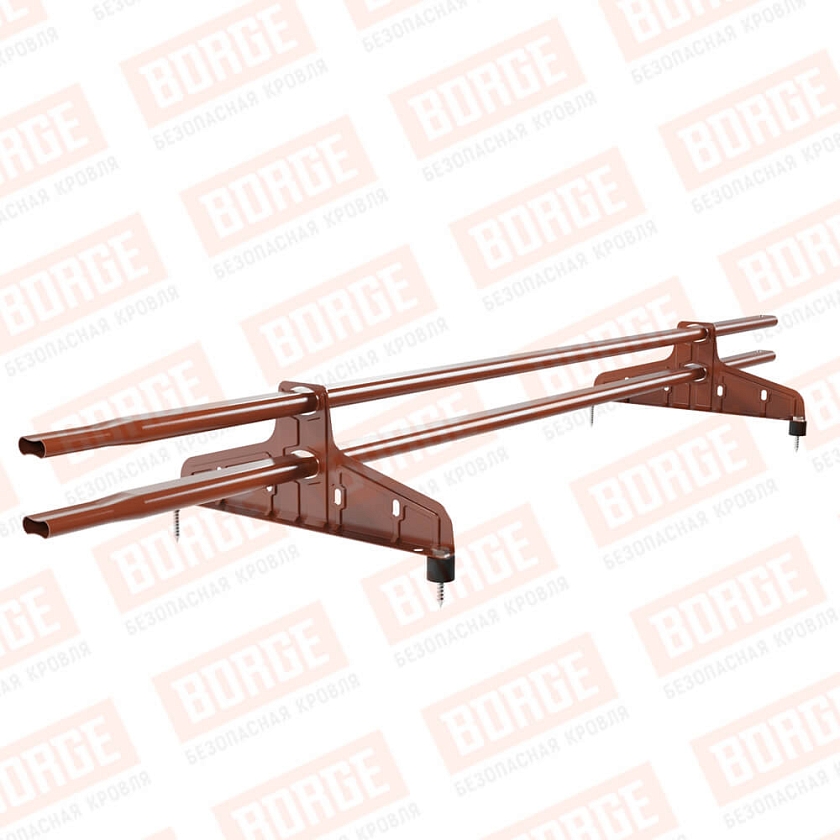 Снегозадержатель трубчатый Русский Рубеж 20х40мм, 1,5м, 2 опоры, терракотовый (RAL 8004)