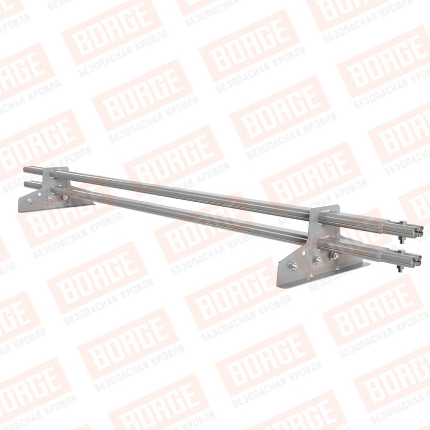 Снегозадержатель трубчатый BORGE 1,5м, 2 опоры, для фальцевой кровли, бело-алюминиевый (RAL 9006)