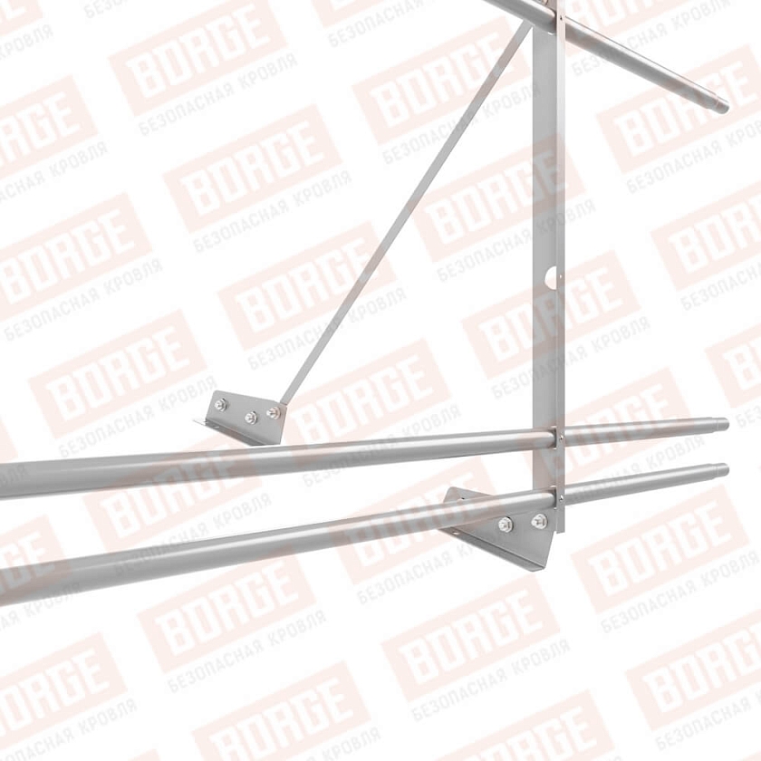 Ограждение декоративное NewLine H-90см, 3м, для фальц. кров., сигнально-серый (RAL 7004), с двумя доп. трубами