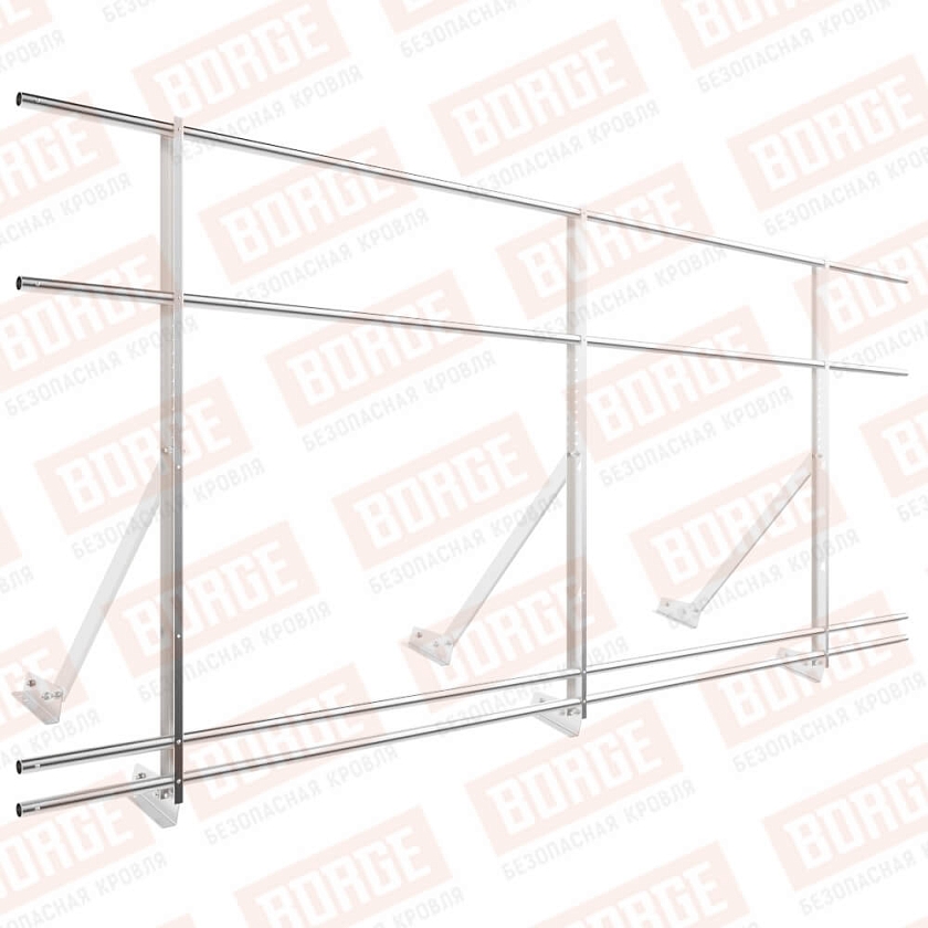 Ограждение кровельное Русский Рубеж H-120см, 3м, для фальц. кров., цинк, с двумя доп. трубами