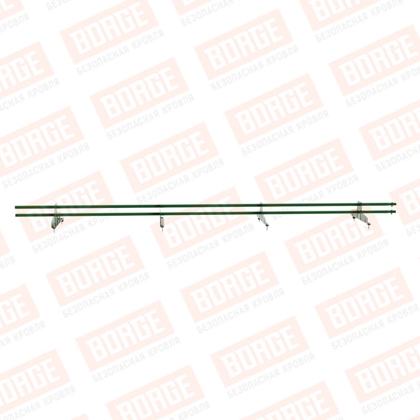 Снегозадержатель трубчатый BORGE 3м, 4 опоры, лиственно-зеленый (RAL 6002)