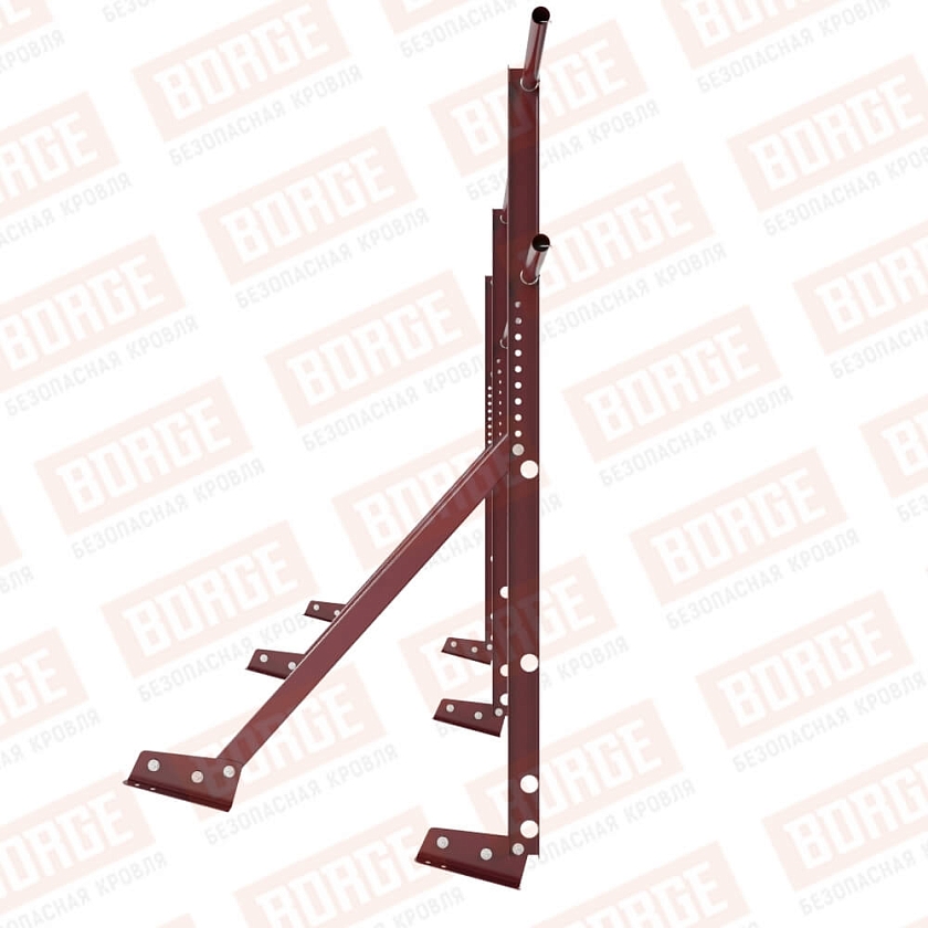 Ограждение кровельное Русский Рубеж H-120см, 3м, для фальцевой кровли, красное вино (RAL 3005)