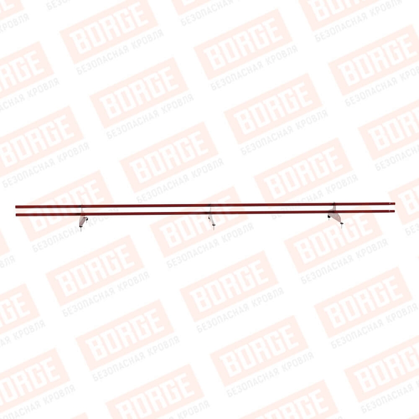 Снегозадержатель трубчатый NewLine 3м, D-25мм, 3 опоры, коричнево-красный (RAL 3011)