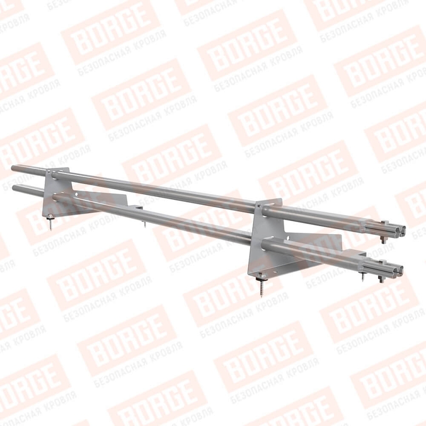 Снегозадержатель трубчатый BORGE 1,5м, 2 опоры, для МЧ с выс. ступ., сигнально-серый (RAL 7004), 350мм