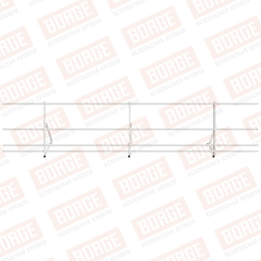 Ограждение кровельное Русский Рубеж H-60см, 3м, сигнально-белый (RAL 9003), с двумя доп. трубами