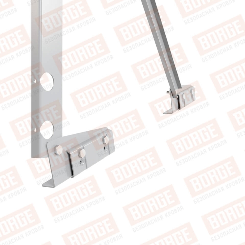 Ограждение кровельное Русский Рубеж H-90см, 3м, для фальцевой кровли, сигнально-серый (RAL 7004)