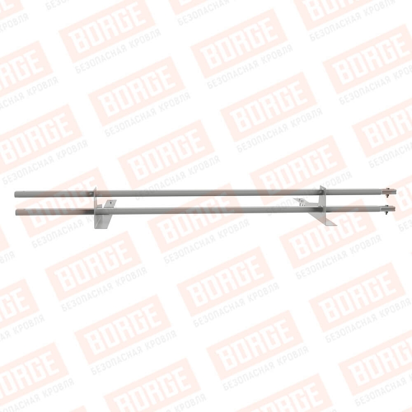 Снегозадержатель трубчатый BORGE 1,5м, 2 опоры, для композит. черепицы, бело-алюминиевый (RAL 9006)