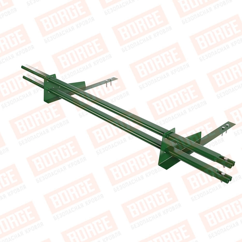 Снегозадержатель трубчатый BORGE 1,5м, 2 опоры, для гибкой черепицы,  лиственно-зеленый (RAL 6002)