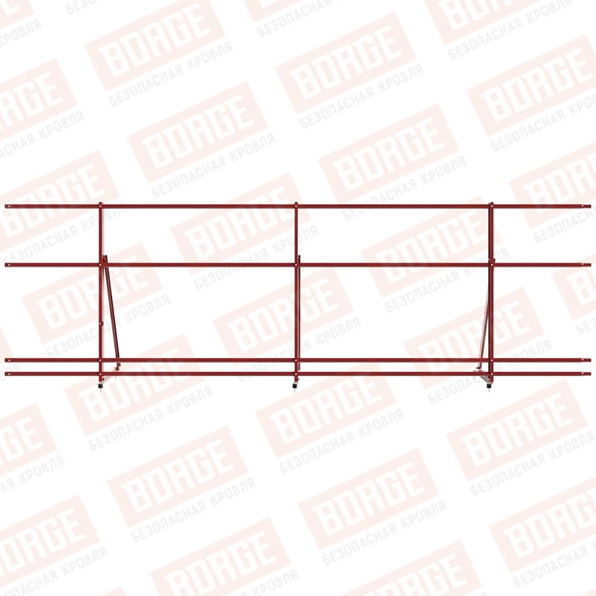 Ограждение кровельное Русский Рубеж H-90см, 3м, коричнево-красный (RAL 3011), с двумя доп. трубами
