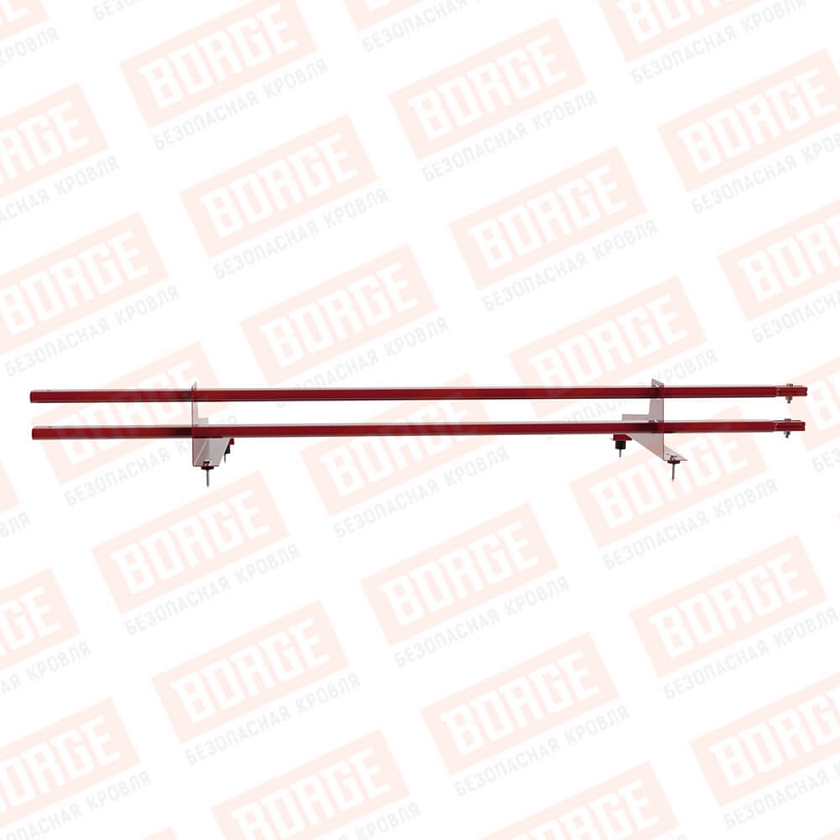 Снегозадержатель трубчатый BORGE 1,5м, 2 опоры, для МЧ с выс. ступ., рубиново-красный (RAL 3003), 400мм