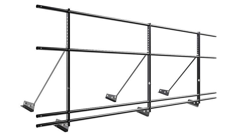 Ограждение кровельное NewLine H-90см, 3м, для фальц. кров., чёрный (RAL 9005), с двумя доп. трубами