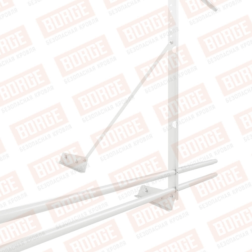 Ограждение декоративное NewLine H-120см, 3м, для фальц. кров., сигнально-белый (RAL 9003), с двумя доп. трубами