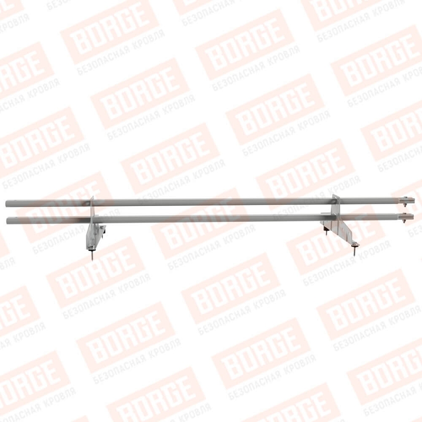 Снегозадержатель трубчатый BORGE 1,5м, 2 опоры, бело-алюминиевый (RAL 9006)