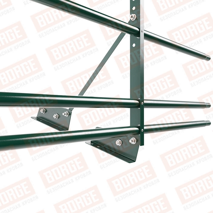 Ограждение декоративное NewLine H-60см, 3м, для фальц. кров., зеленый мох (RAL 6005), с двумя доп. трубами