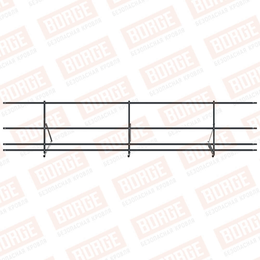 Ограждение декоративное NewLine H-60см, 3м, антрацитово-серый (RAL 7016), с двумя доп. трубами