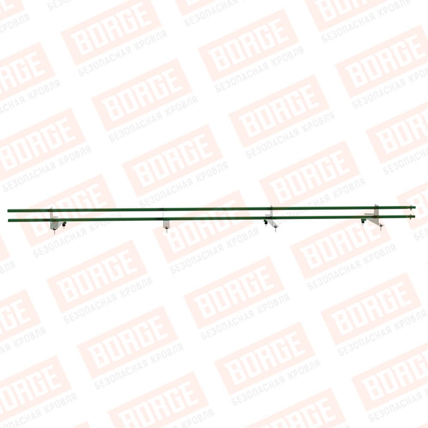 Снегозадержатель трубчатый BORGE 3м, 4 опоры, для МЧ с выс. ступ., лиственно-зеленый (RAL 6002), 400мм