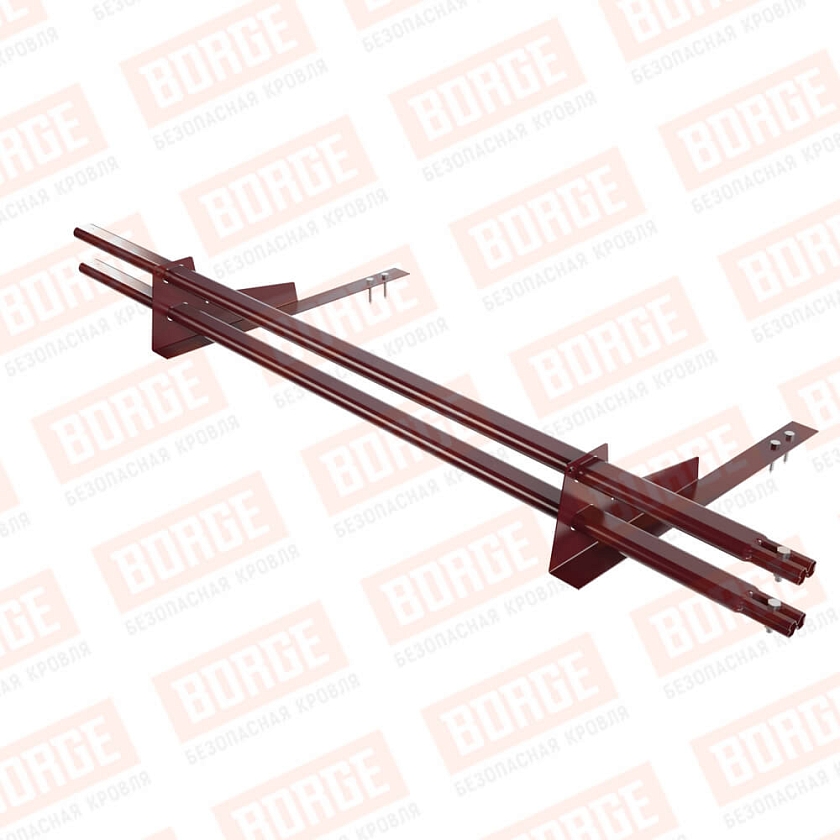 Снегозадержатель трубчатый BORGE 1,5м, 2 опоры, для гибкой черепицы,  красное вино (RAL 3005)