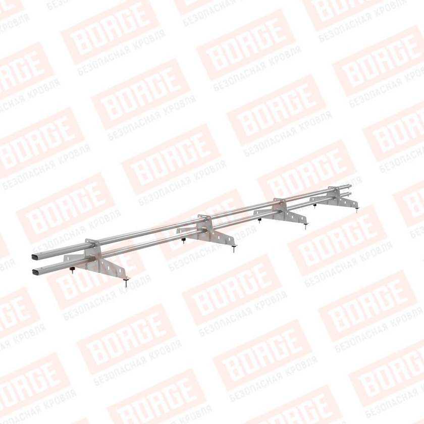 Снегозадержатель трубчатый BORGE 3м, 4 опоры, бело-алюминиевый (RAL 9006)