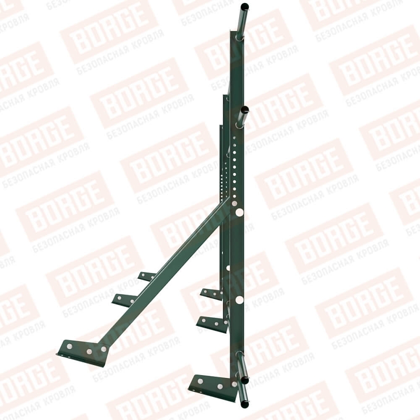 Ограждение кровельное Русский Рубеж H-120см, 3м, для фальцевой кровли, зеленый мох (RAL 6005), с двумя доп. трубами