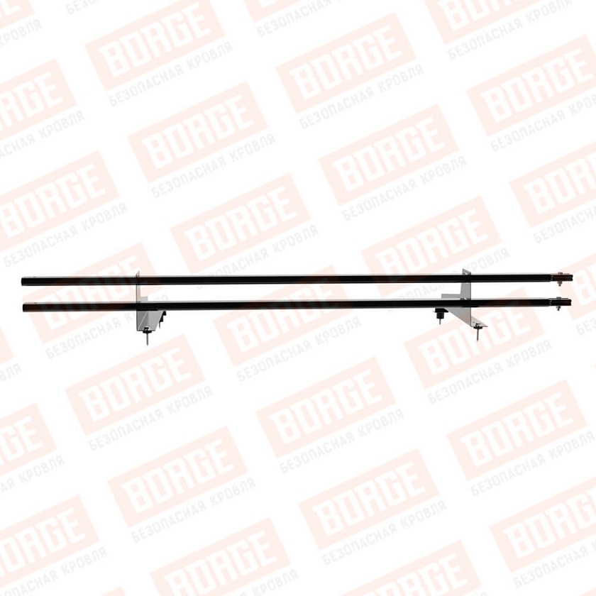 Снегозадержатель трубчатый BORGE 1,5м, 2 опоры, для МЧ с выс. ступ., чёрный (RAL 9005), 400мм