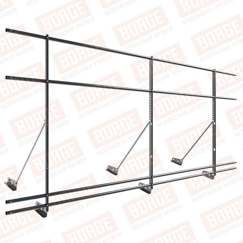 Ограждение декоративное NewLine H-120см, 3м, для фальц. кров., антрацитово-серый (RAL 7016), с двумя доп. трубами