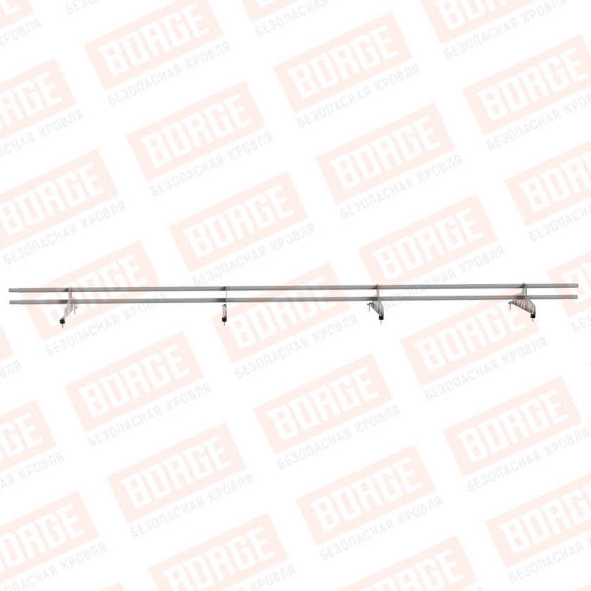 Снегозадержатель трубчатый Русский Рубеж D-25мм, 3м, 4 опоры, бело-алюминиевый (RAL 9006)