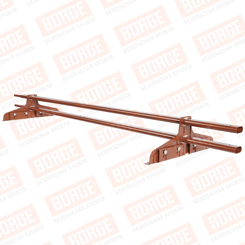 Снегозадержатель трубчатый Русский Рубеж 20х40мм, 1,5м, 2 опоры, для фальц. кровли, терракотовый (RAL 8004)