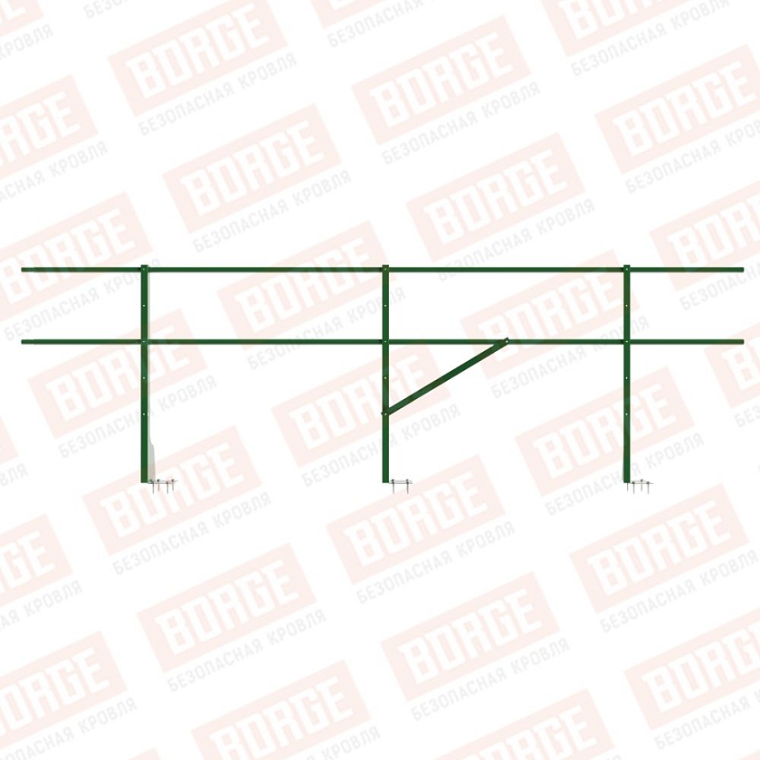 Ограждение плоских кровель Русский Рубеж Н-90, 3м, верхнее крепление, лиственно-зеленый (RAL 6002)