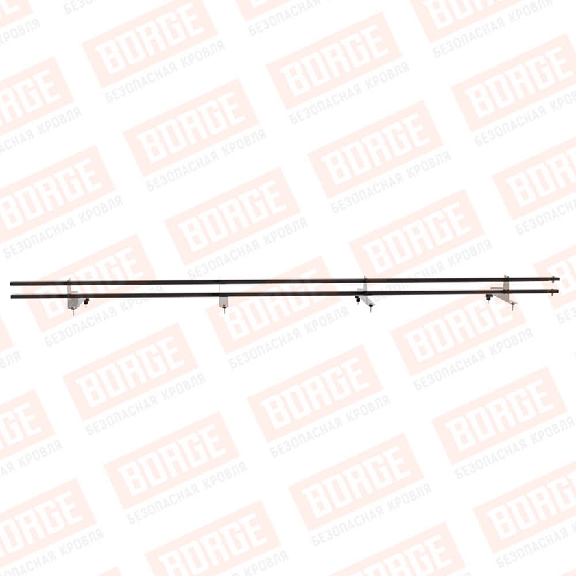 Снегозадержатель трубчатый BORGE 3м, 4 опоры, для МЧ с выс. ступ., серо-коричневый (RAL 8019), 400мм