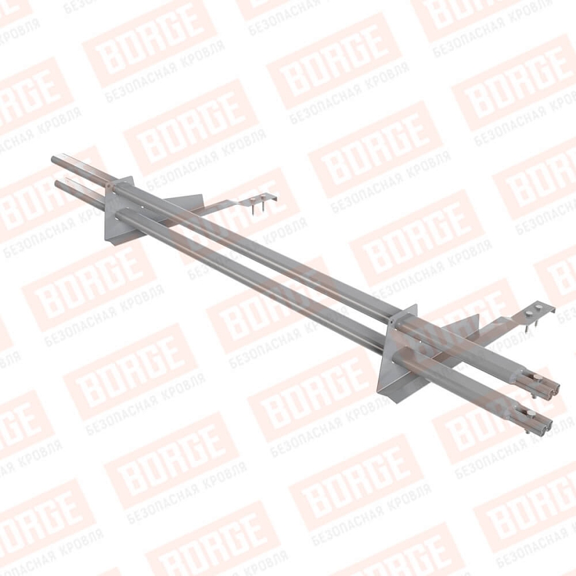 Снегозадержатель трубчатый BORGE 1,5м, 2 опоры, для черепичной кровли, сигнально-серый (RAL 7004)