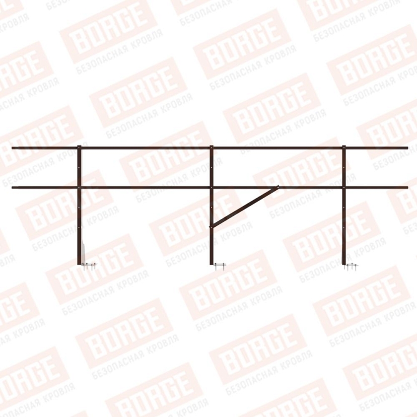 Ограждение плоских кровель Русский Рубеж Н-90, 3м, верхнее крепление, коричневый шоколад (RAL 8017)
