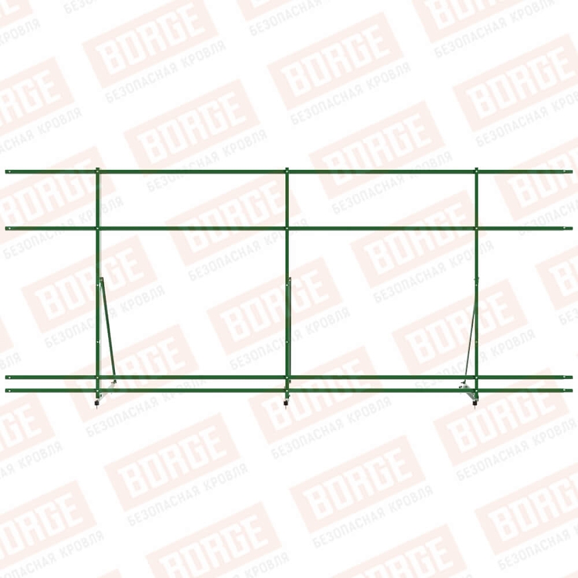 Ограждение декоративное NewLine H-120см, 3м, лиственно-зеленый (RAL 6002), с двумя доп. трубами