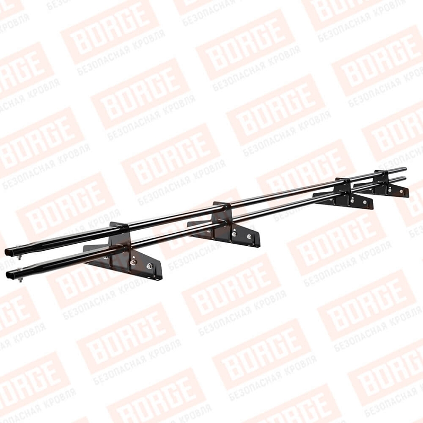 Снегозадержатель трубчатый Русский Рубеж 25х45мм, 3м, 4 опоры, для фальц. кровли, чёрный (RAL 9005)