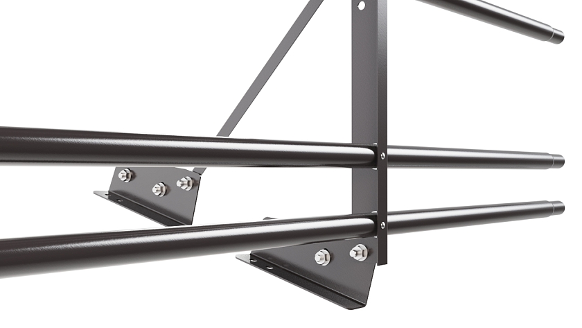 Ограждение кровельное NewLine H-60см, 3м, для фальц. кров., серо-коричневый (RAL 8019), с двумя доп. трубами