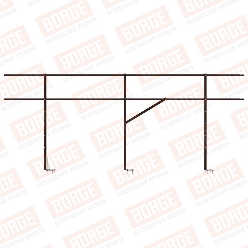Ограждение плоских кровель Русский Рубеж Н-120, 3м, верхнее крепление, коричневый шоколад (RAL 8017)