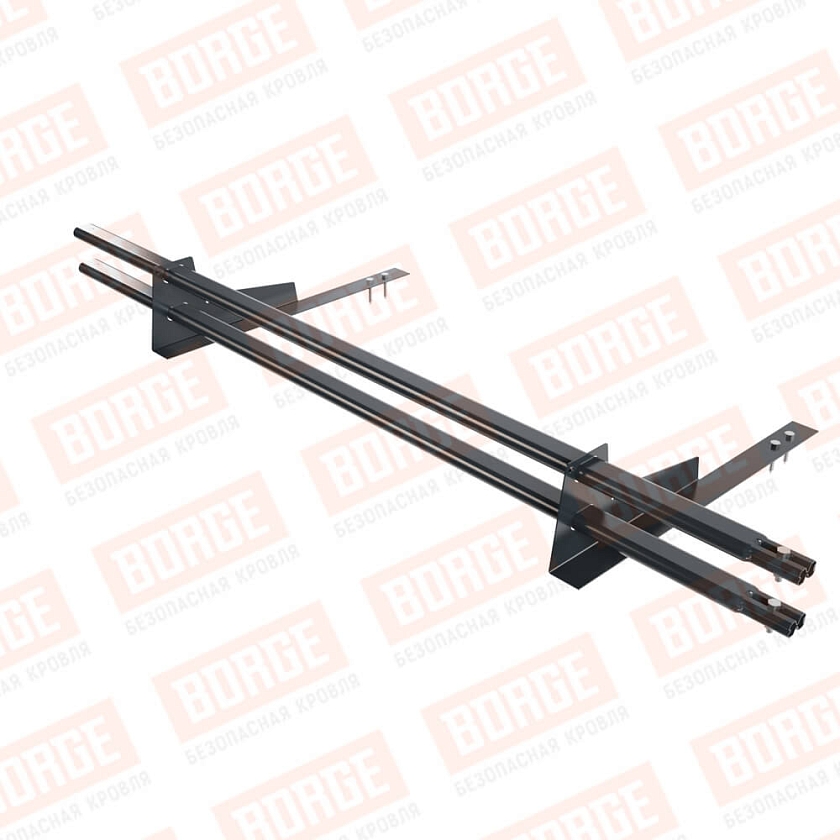 Снегозадержатель трубчатый BORGE 1,5м, 2 опоры, для гибкой черепицы,  антрацитово-серый (RAL 7016)