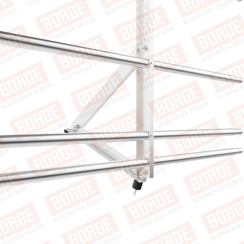 Ограждение кровельное Русский Рубеж H-60см, 3м, цинк, с двумя доп. трубами