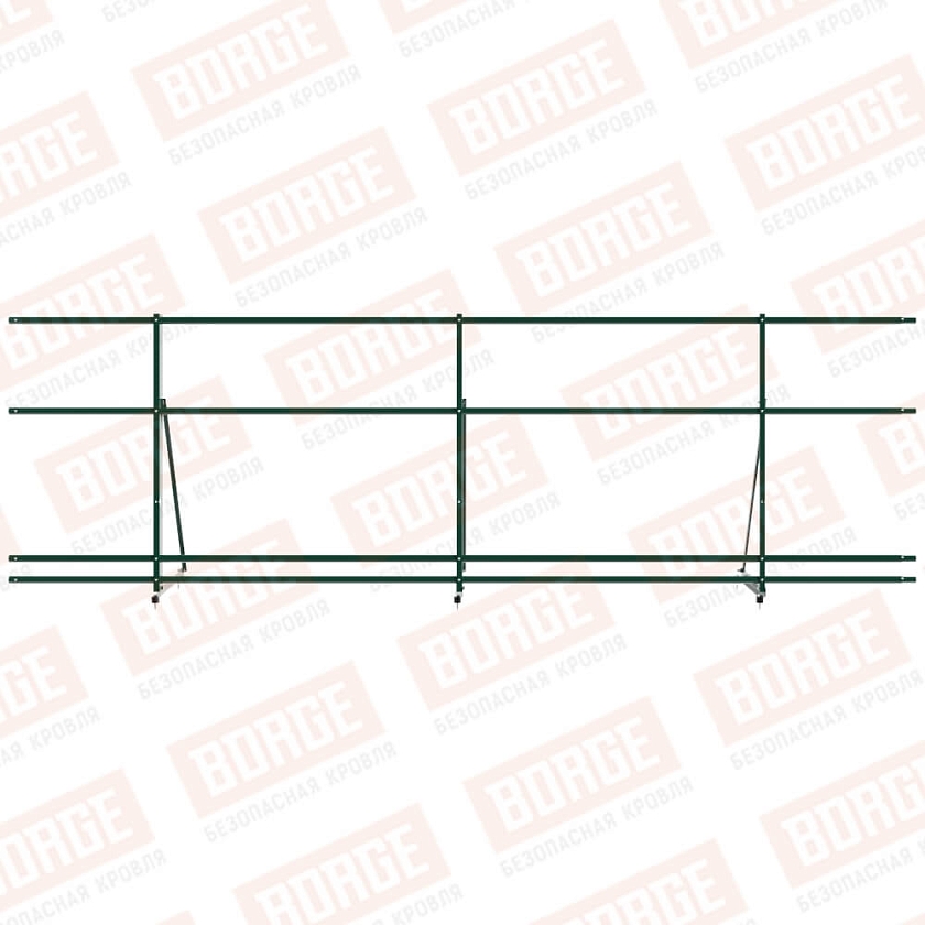 Ограждение декоративное NewLine H-90см, 3м, зеленый мох (RAL 6005), с двумя дополнительными трубами